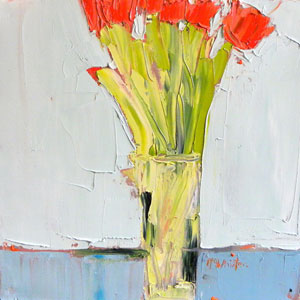 Red Stems Against Alice Blue